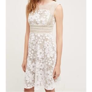 Moulinette Soeurs Ivory Chandler Lace Overlay Fit Flare Sleeveless Dress Size 4